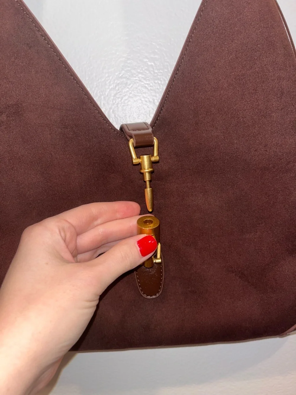 Brown Suede Shoulder Bag - Picture 9 of 12